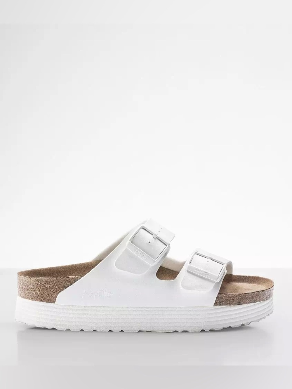 Birkenstock Arizona Sandals Papillio Platform White Double Buckle Vegan Size 6
